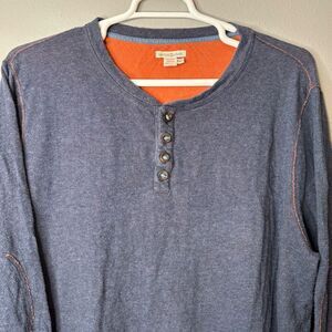 Carbon2Cobalt Blue Cotton Henley Long Sleeve Size XXLT